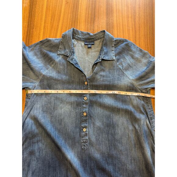 J. Jill Indigo Cotton Long Sleeve Flowy Shirt Dress, Lagenlook, size Small - Picture 6 of 9